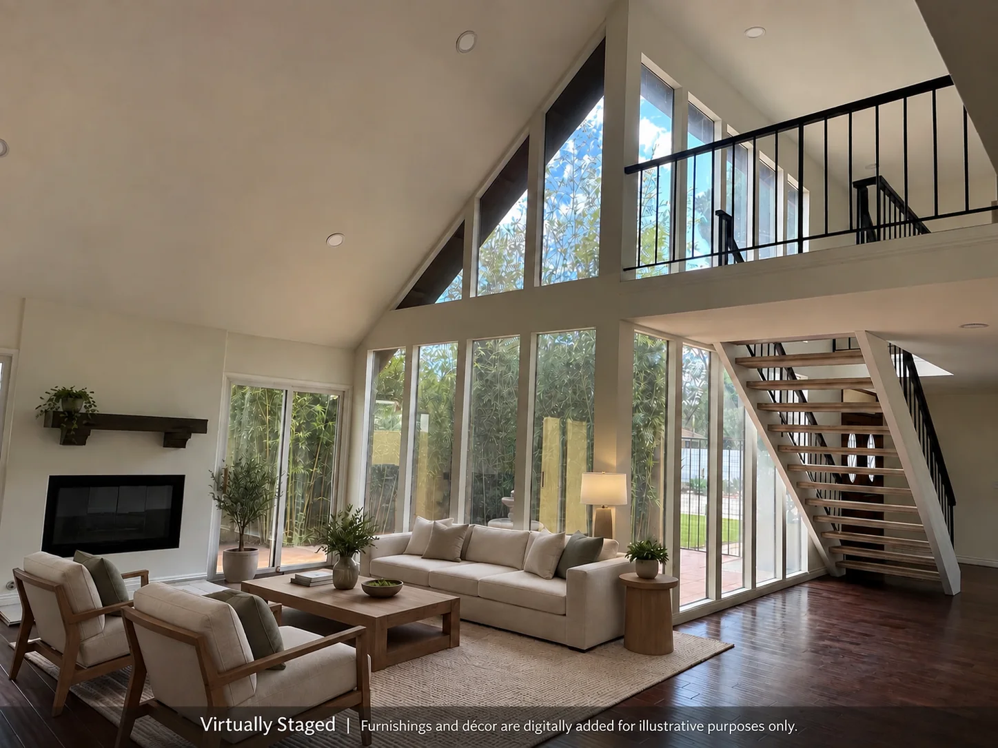 Great room — virtually staged