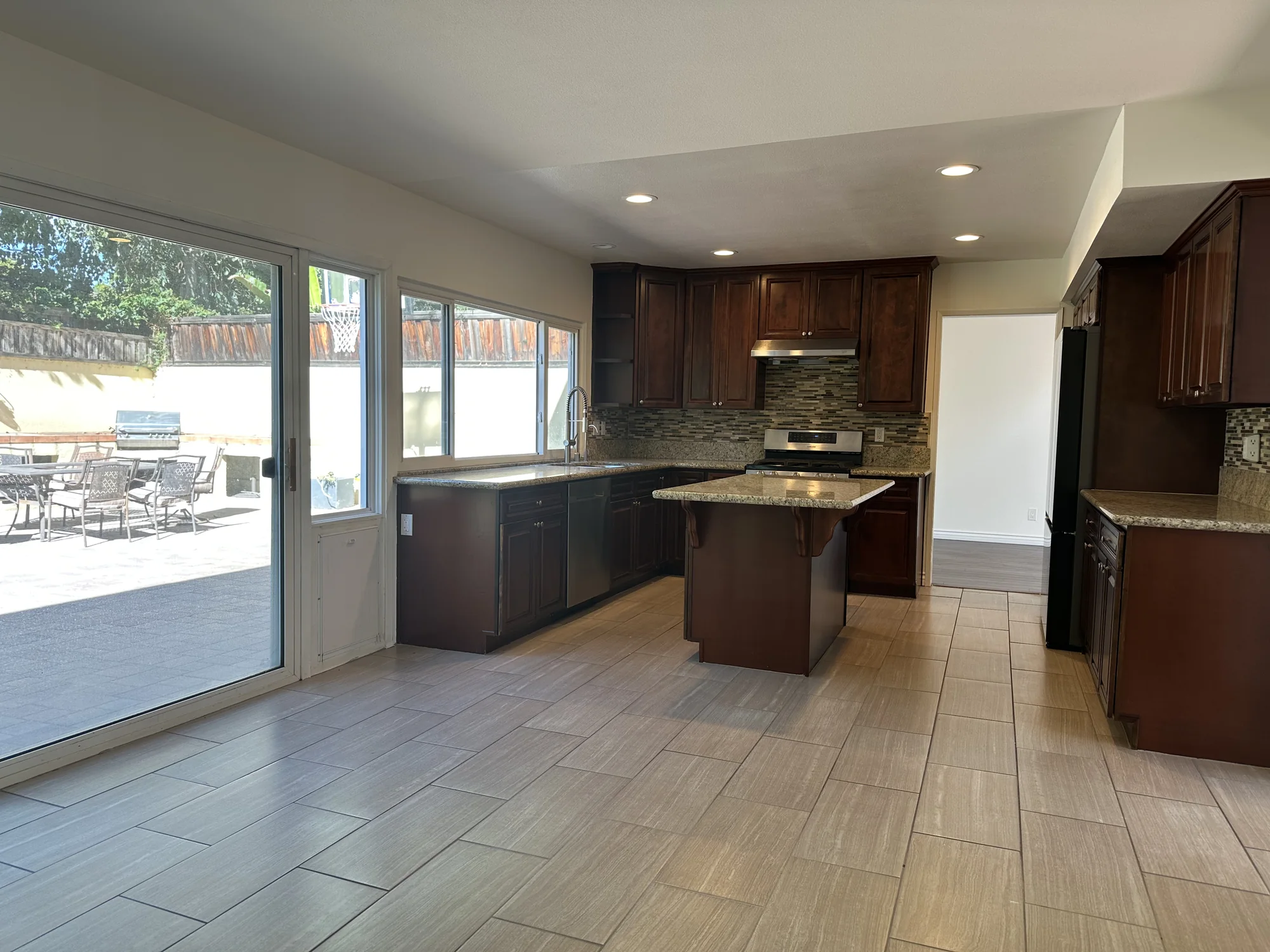 Kitchen and family room